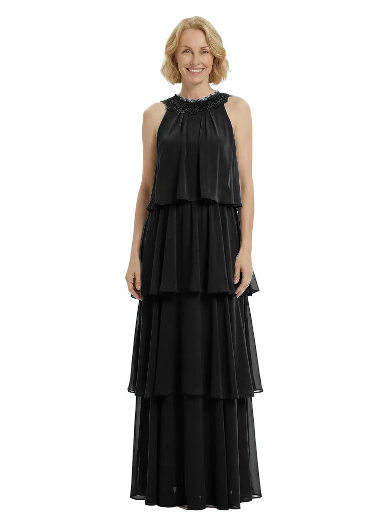 Beautiful Halter Sleeveless Chiffon Tiered Maxi Modern Mother of The Groom Dresses sold by ChicSew product image thumbnail 3