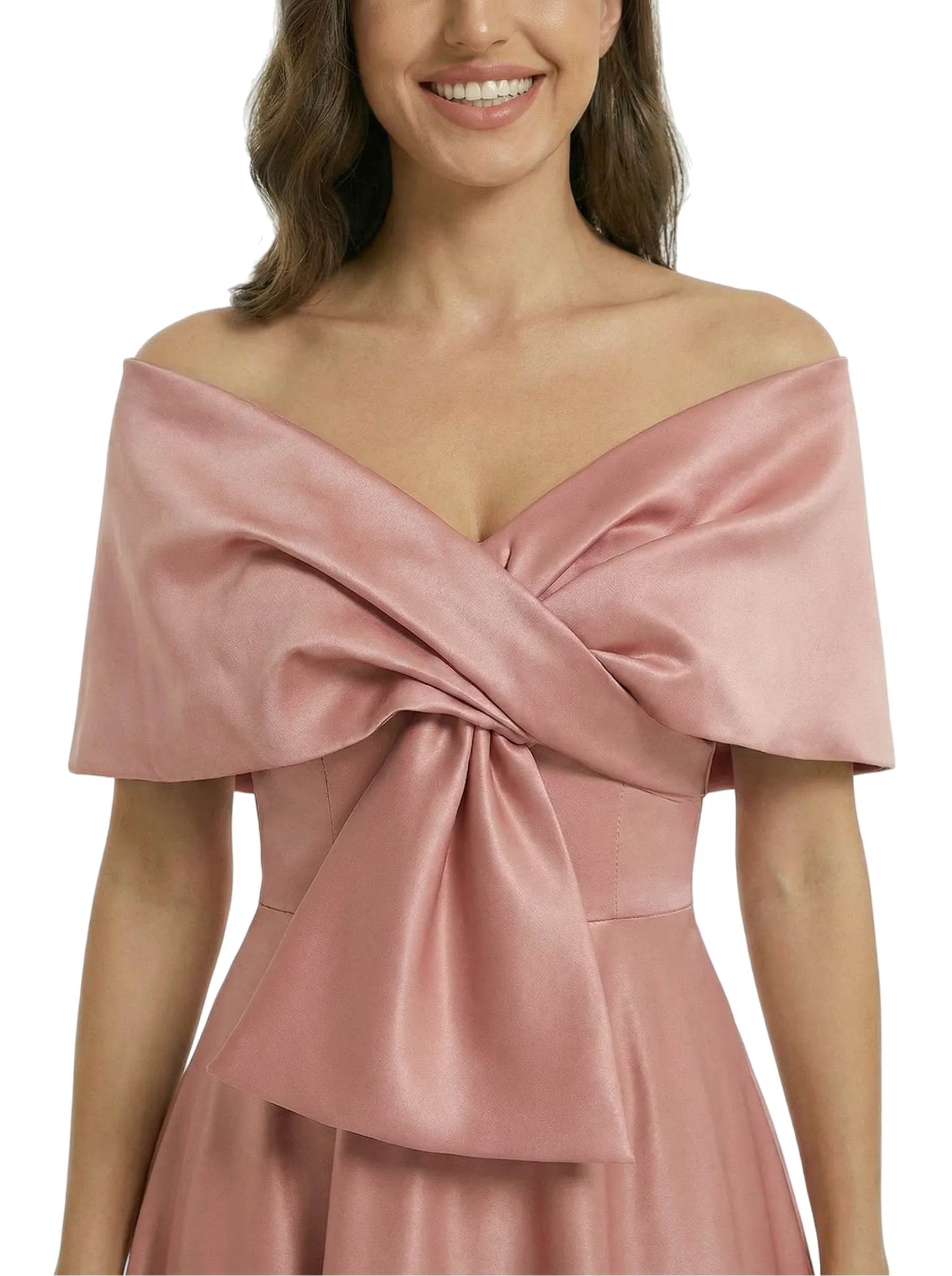 Beautiful Off Shoulder Satin Ankle Length Mother of The Bride Dresses sold by ChicSew product image thumbnail 2