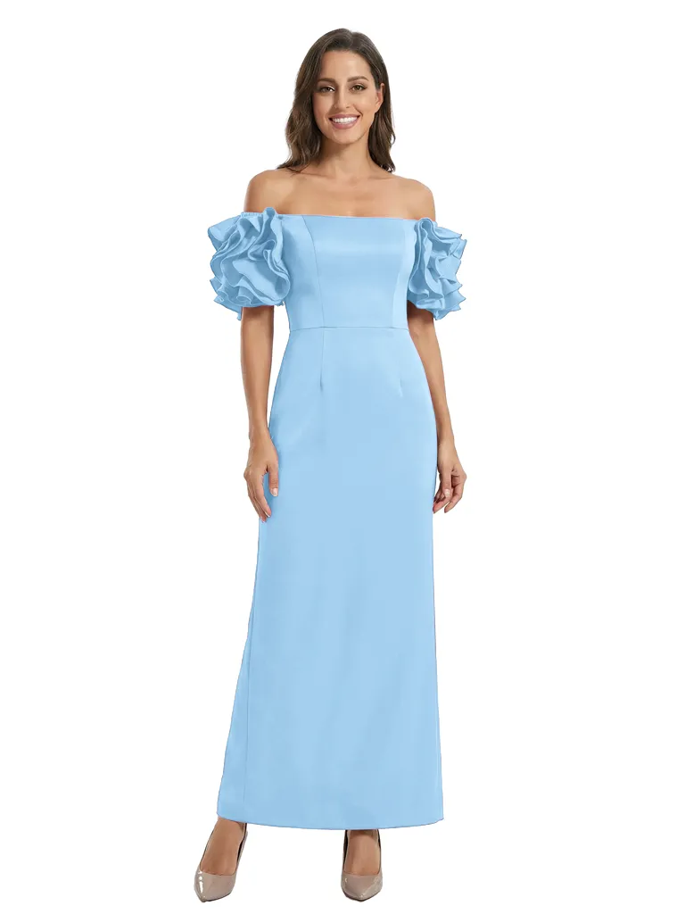 Beautiful Off Shoulder Satin Ankle Length Mother of The Bride Dresses With 3D Flower sold by ChicSew product image thumbnail 5