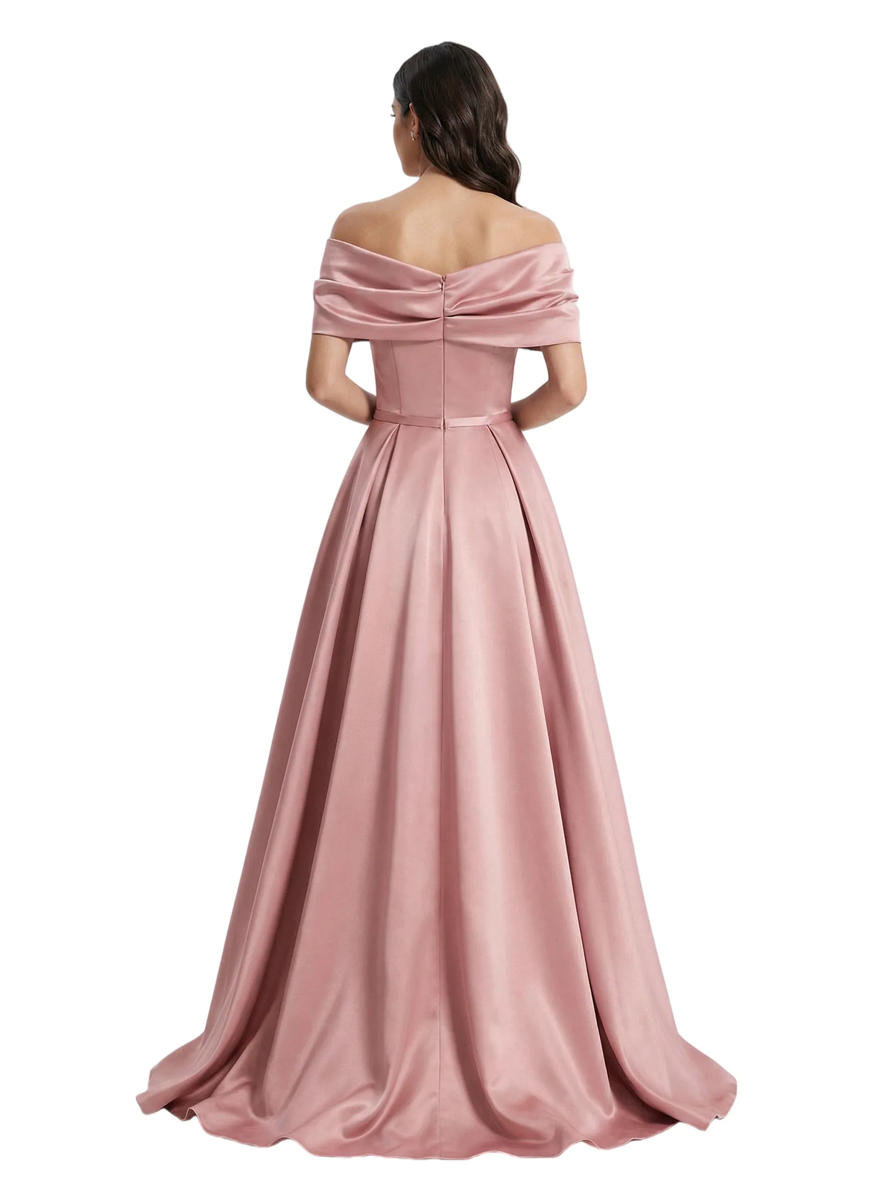 Satin A-Line Mother Of The Bride Dress Off Shoulder Bow Formal Floor Length Gown sold by ChicSew product image thumbnail 3