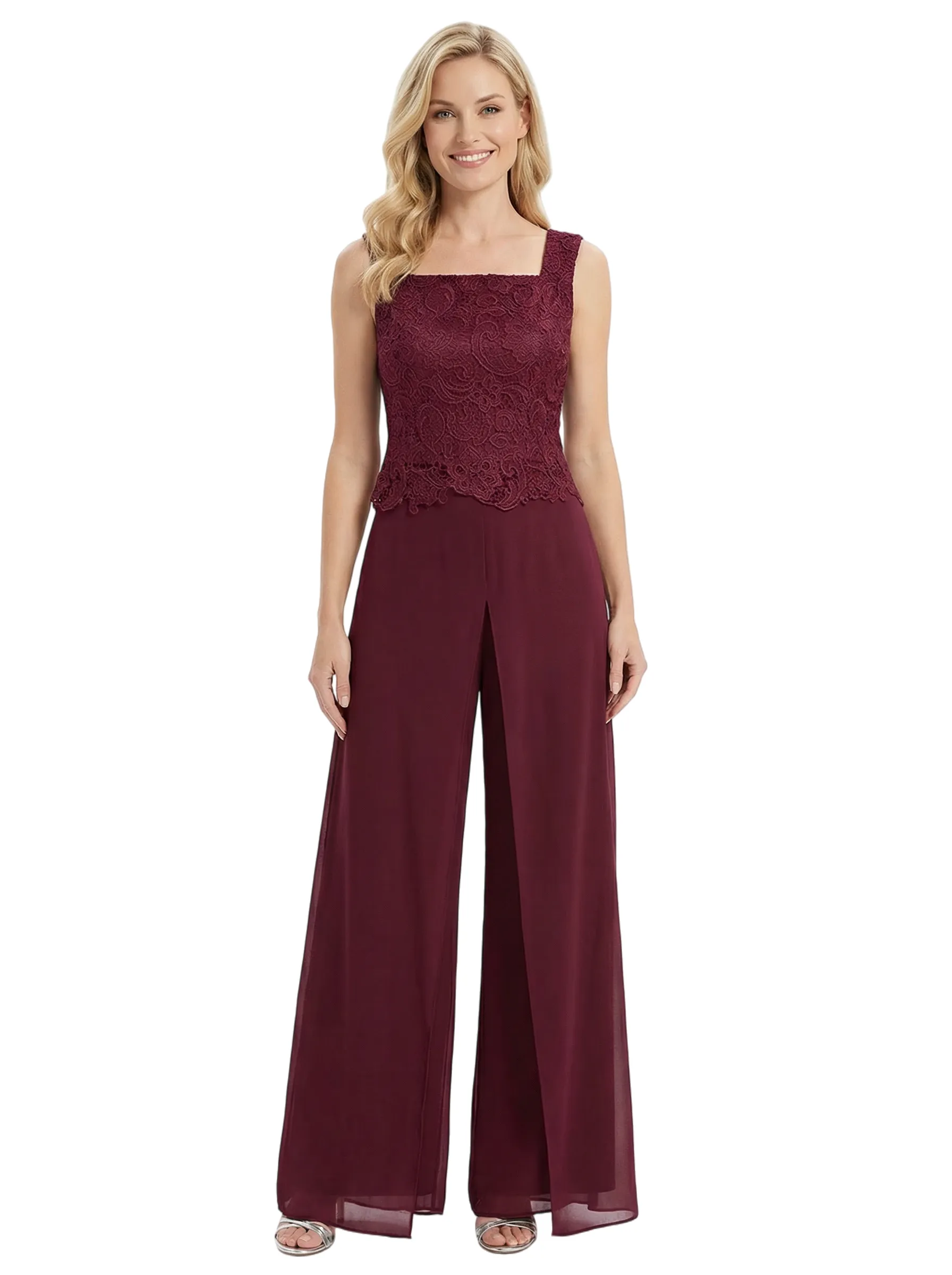 Classy Mother Of The Bride Pantsuit Lace Top Wide Leg Jumpsuit Wedding Guest sold by ChicSew product image thumbnail 2