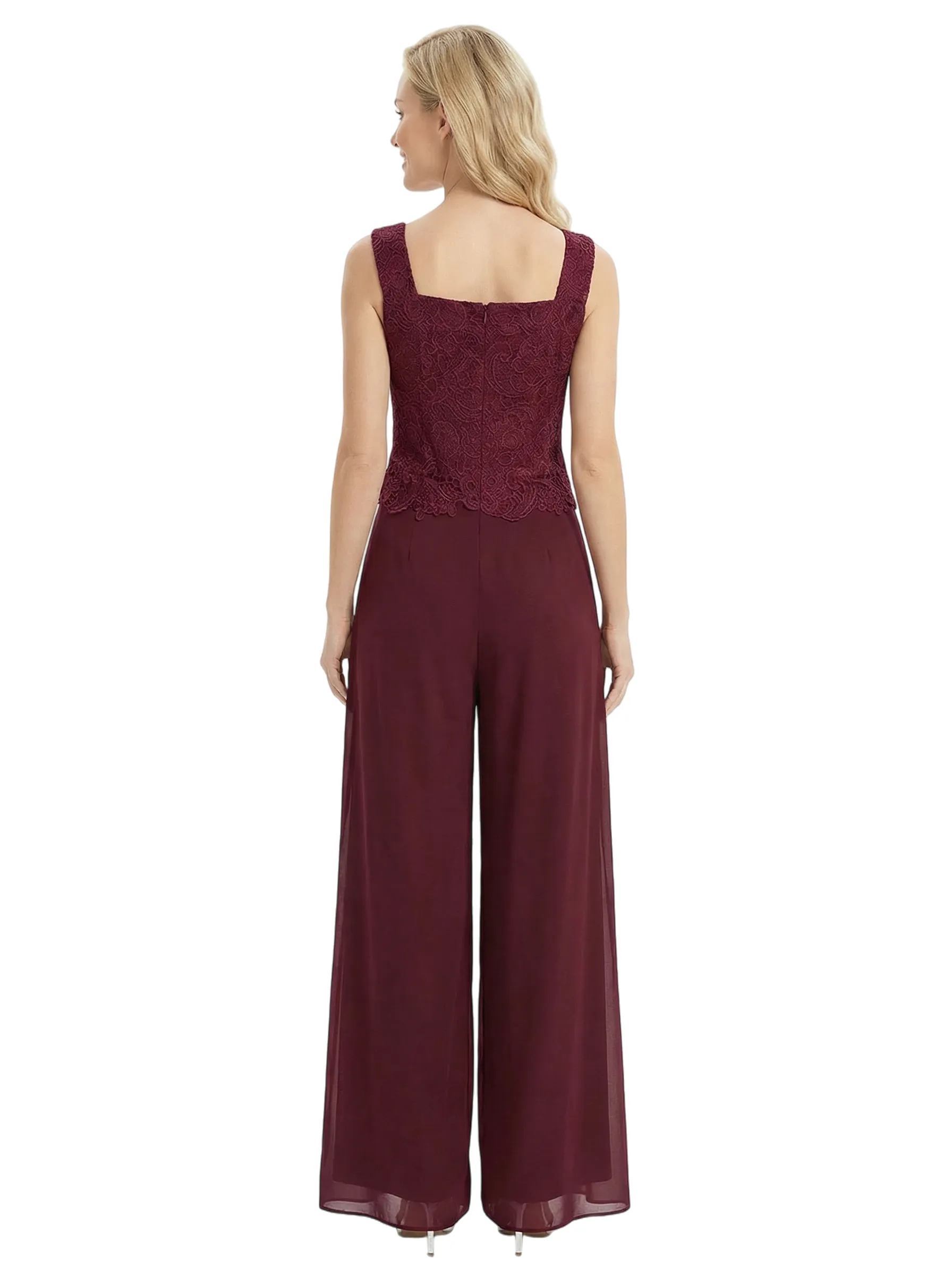 Classy Mother Of The Bride Pantsuit Lace Top Wide Leg Jumpsuit Wedding Guest sold by ChicSew product image thumbnail 4