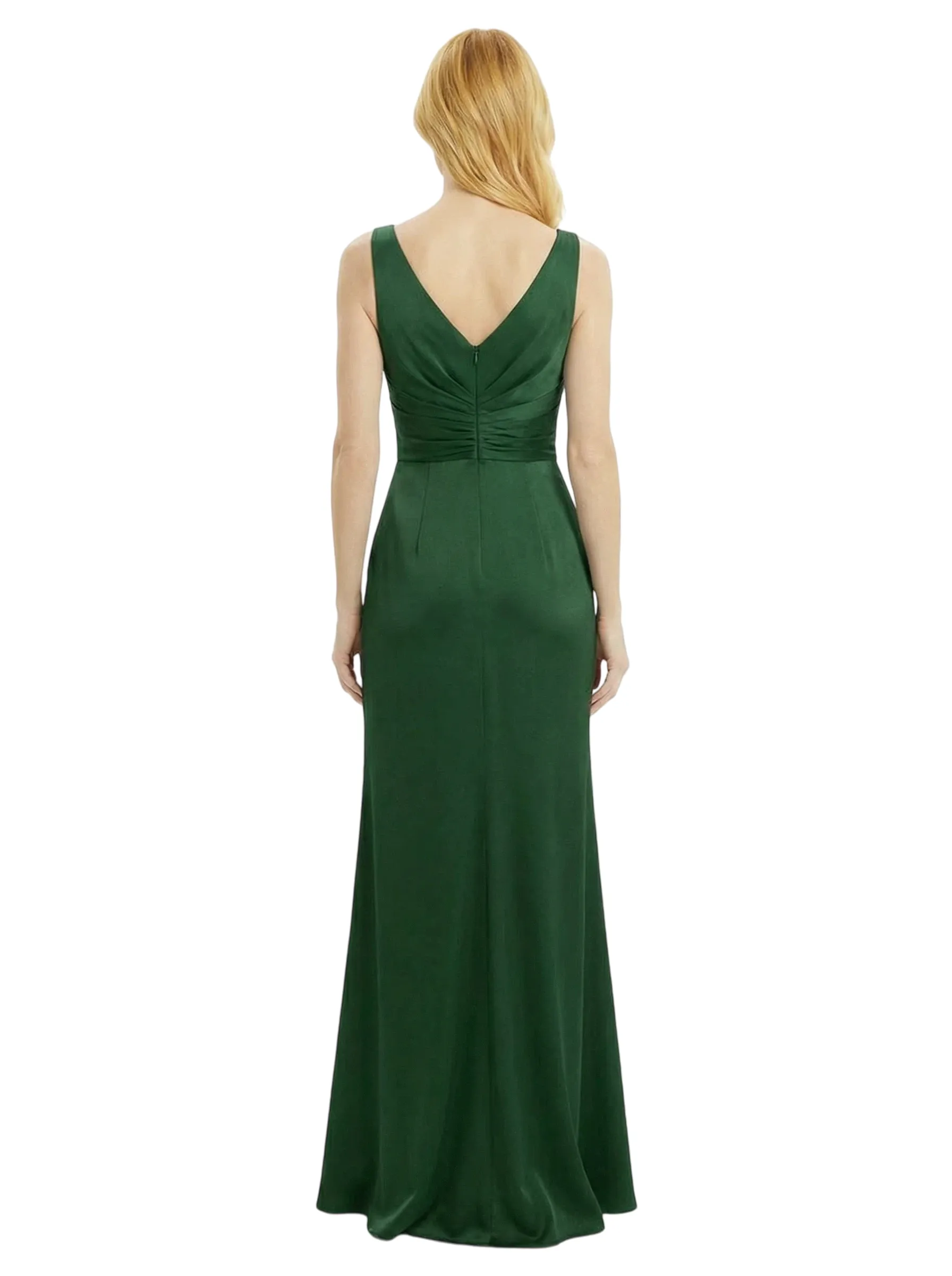 Simple Spaghetti Straps V-Neck Side Slit Floor-Length Satin Mother Of The Bride Dresses sold by ChicSew product image thumbnail 3