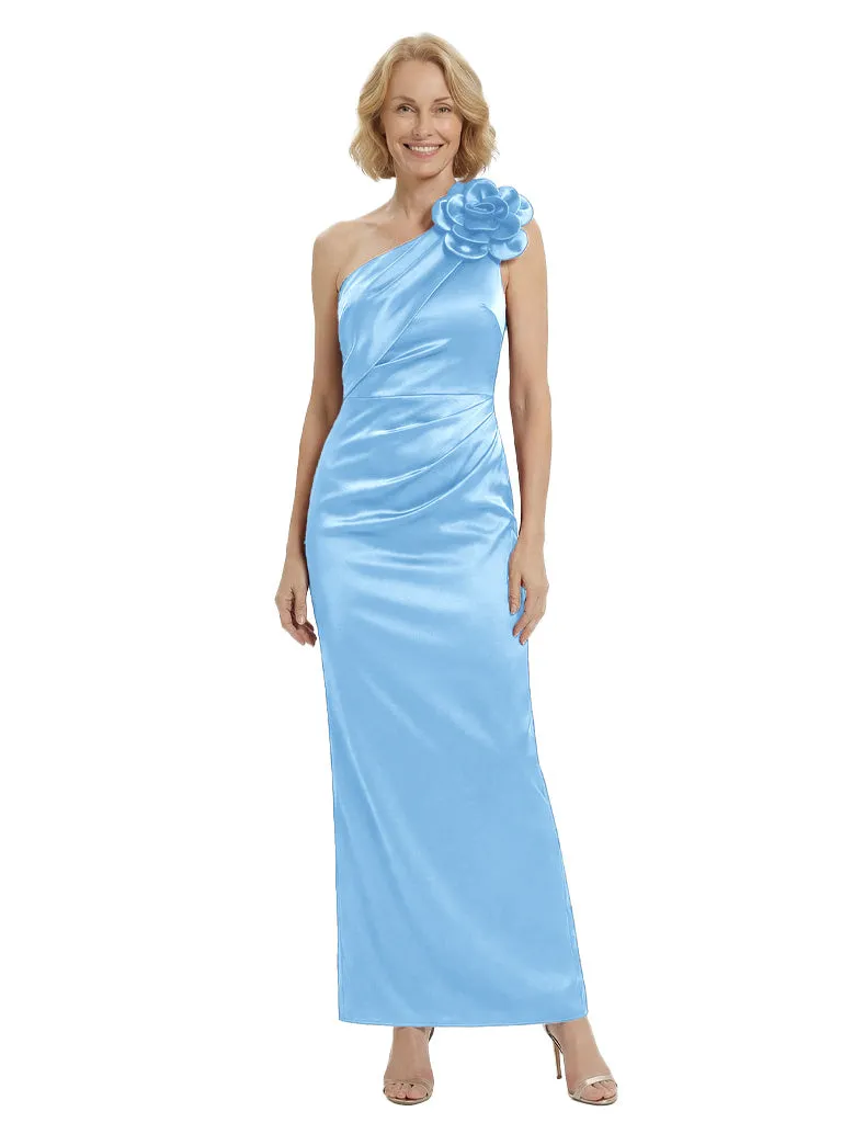 Fancy Mother of The Groom Dress Beautiful One Shoulder Beaded Satin Ruched Sheath Gown sold by ChicSew product image thumbnail 5