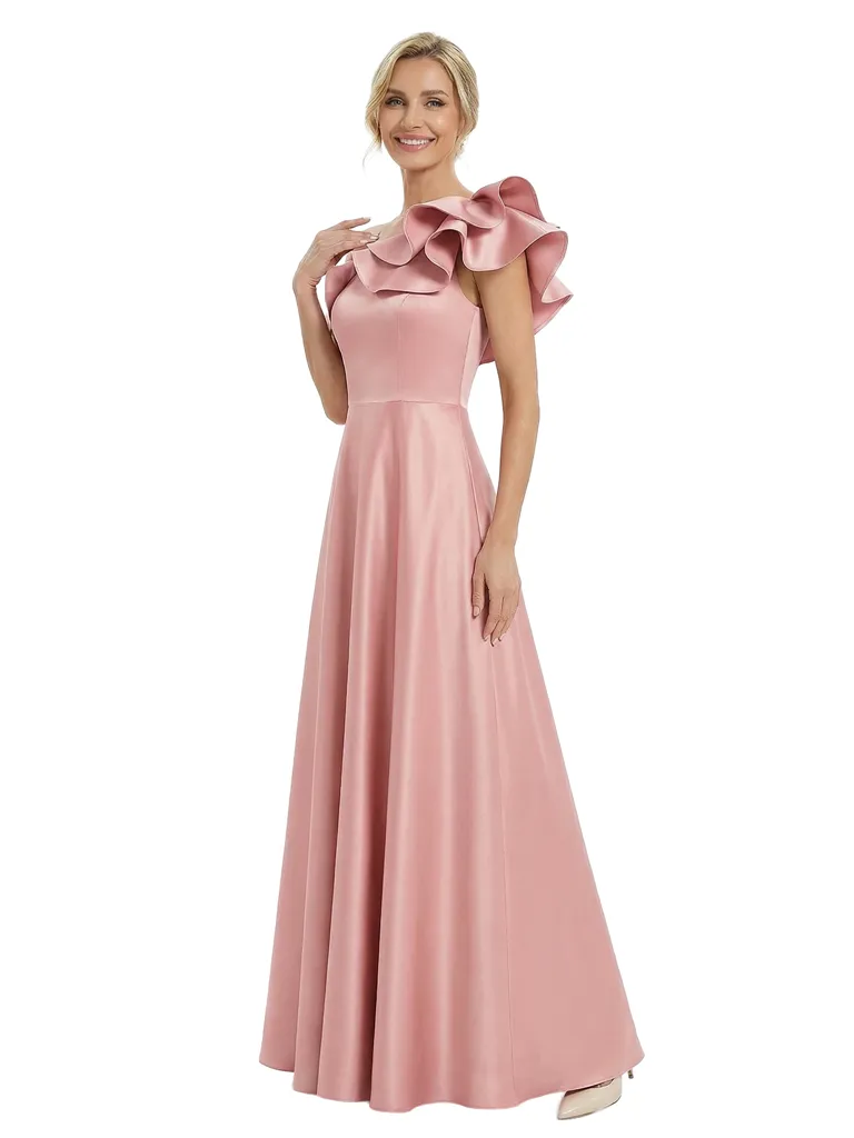 Fancy One Shoulder Satin Ruffles A-line Mother Of The Bride Dresses sold by ChicSew