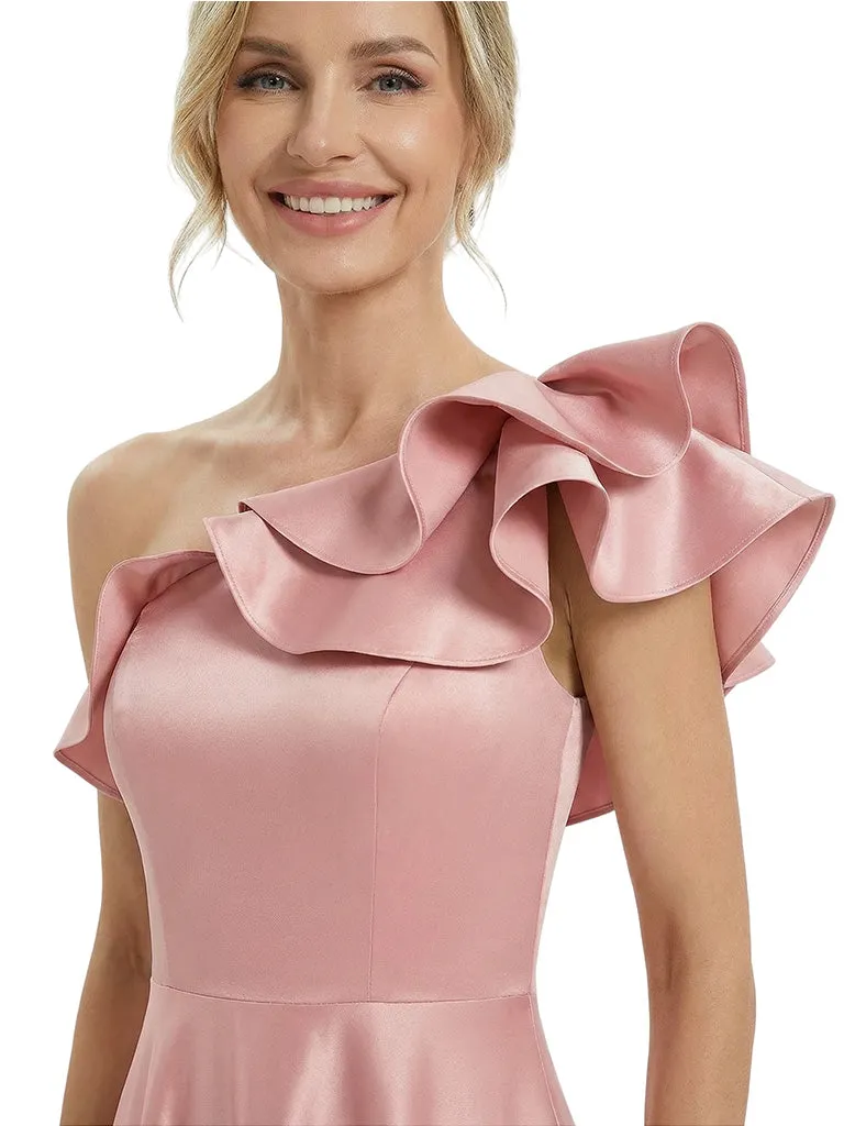 Fancy One Shoulder Satin Ruffles A-line Mother Of The Bride Dresses sold by ChicSew product image thumbnail 2