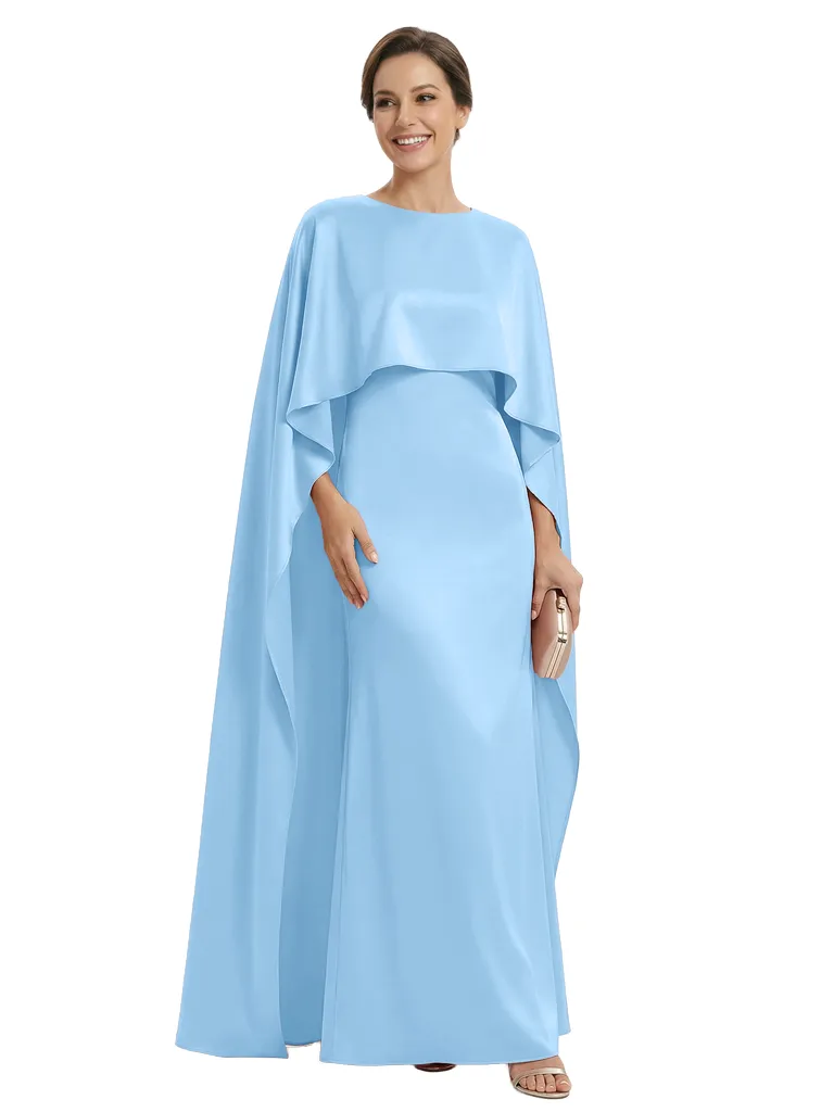 Elegant Boat Neck Satin Sheath Mother Of The Bride Dresses With Cape sold by ChicSew product image thumbnail 4