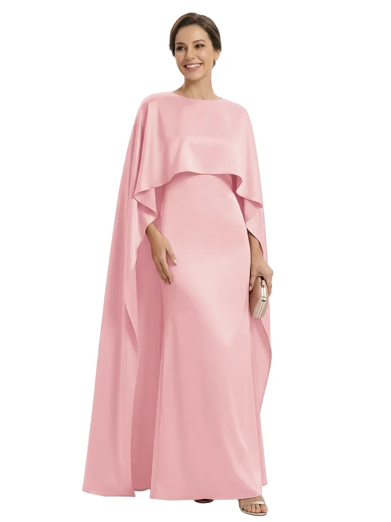 Elegant Boat Neck Satin Sheath Mother Of The Bride Dresses With Cape sold by ChicSew product image thumbnail 5