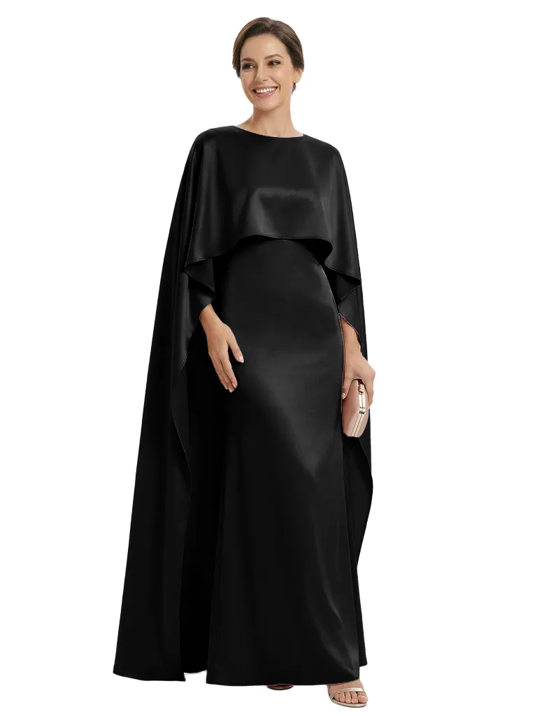 Elegant Boat Neck Satin Sheath Mother Of The Bride Dresses With Cape sold by ChicSew product image thumbnail 3