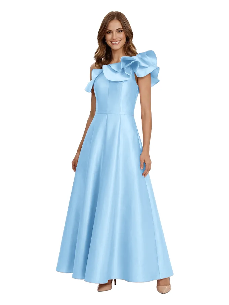 Beautiful One Shoulder Satin Ruffles A-line Mother Of The Bride Dresses sold by ChicSew product image thumbnail 5