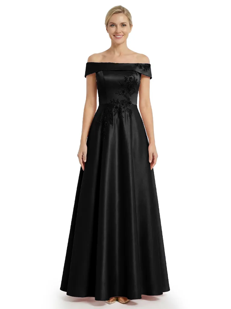 Beautiful Off Shoulder Satin Long Lace Applique Chic Mother of The Bride Dresses sold by ChicSew product image thumbnail 3