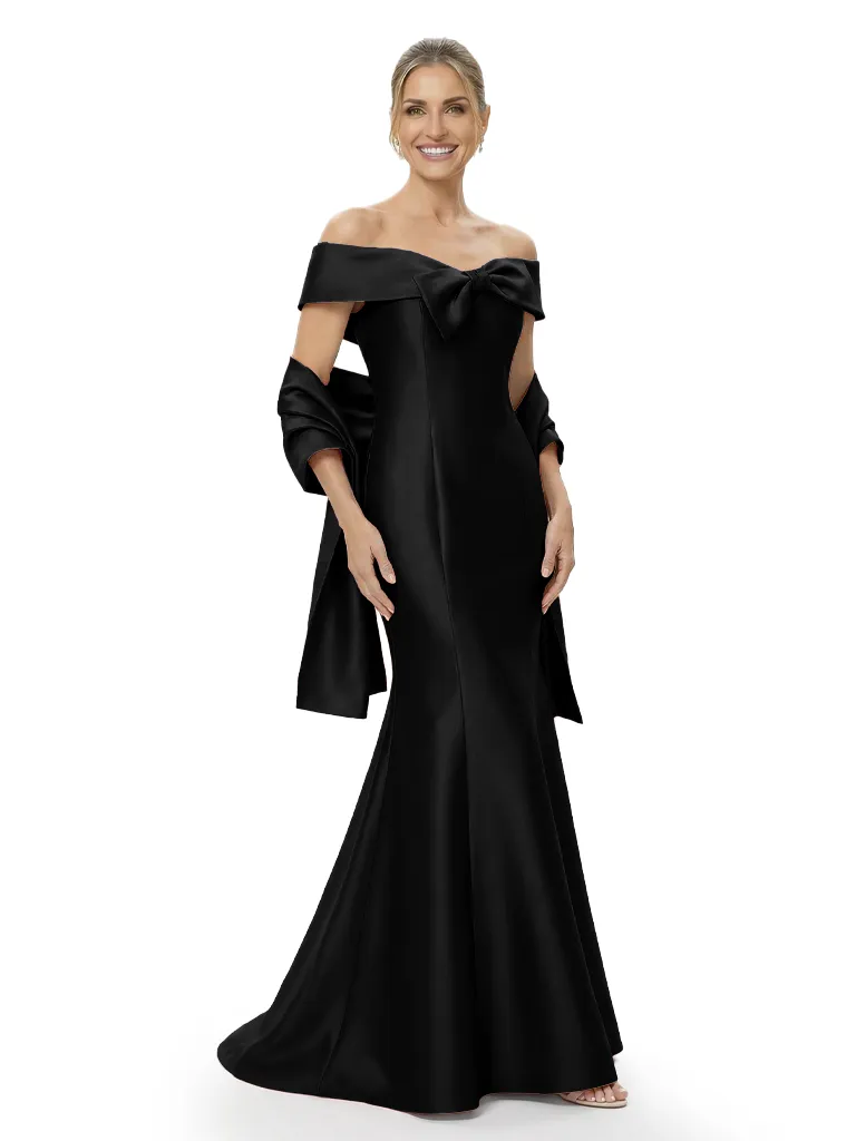 Beautiful Off Shoulder Bow Knot Satin Mermaid Mother Of The Bride Dresses sold by ChicSew product image thumbnail 4