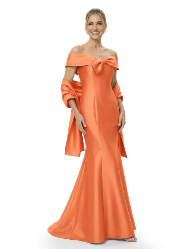 Beautiful Off Shoulder Bow Knot Satin Mermaid Mother Of The Bride Dresses made by ChicSew