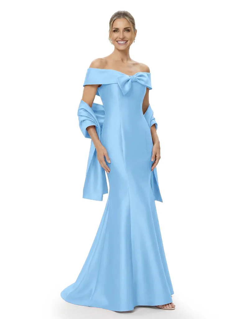 Beautiful Off Shoulder Bow Knot Satin Mermaid Mother Of The Bride Dresses sold by ChicSew product image thumbnail 5