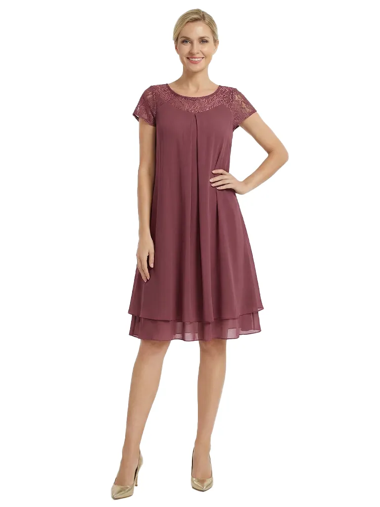 Simple Mother Of The Bride Dresses Jewel Short Sleeves Formal Wedding Event Dress sold by ChicSew