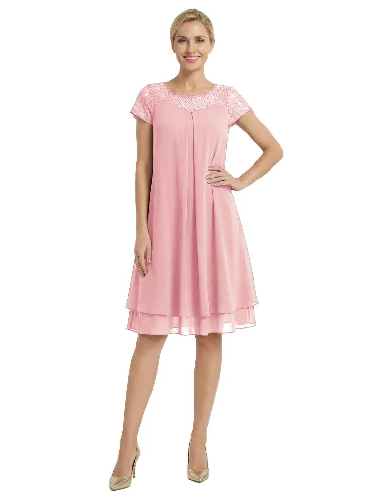 Simple Mother Of The Bride Dresses Jewel Short Sleeves Formal Wedding Event Dress sold by ChicSew product image thumbnail 5