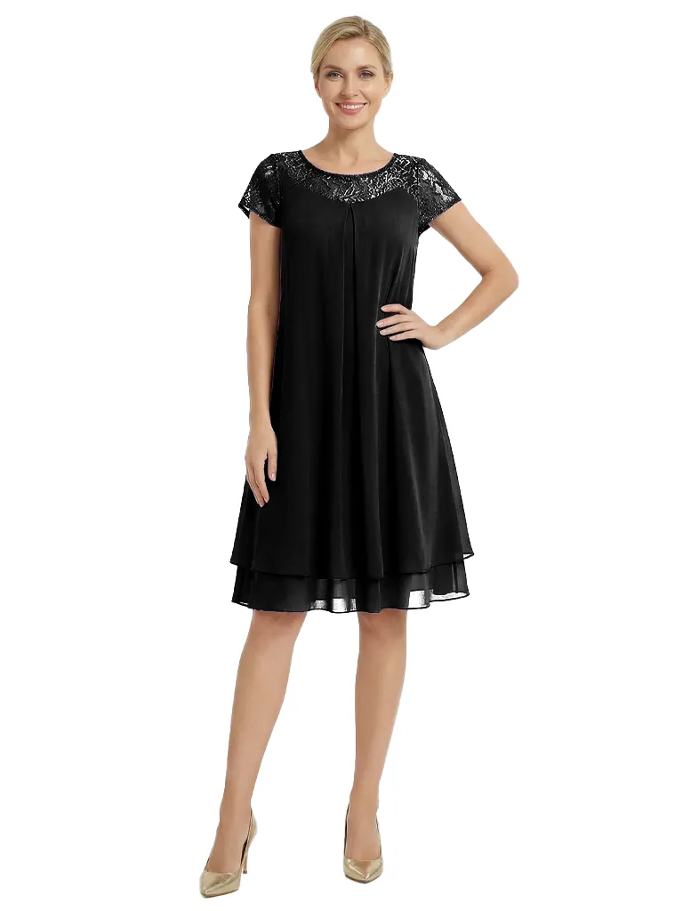 Simple Mother Of The Bride Dresses Jewel Short Sleeves Formal Wedding Event Dress sold by ChicSew product image thumbnail 3