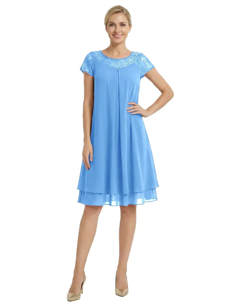 Simple Mother Of The Bride Dresses Jewel Short Sleeves Formal Wedding Event Dress sold by ChicSew product image thumbnail 4