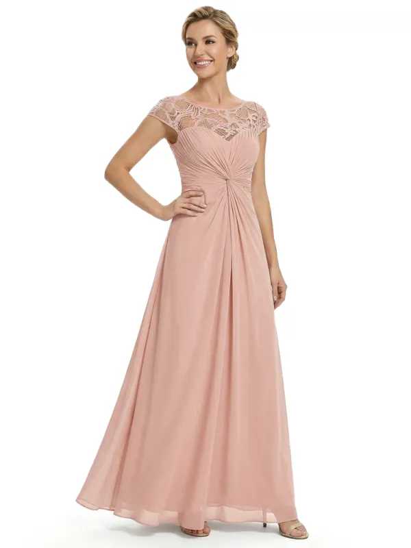 Beautiful Mother Of The Bride Dresses Jewel Cap Sleeves A-Line Formal Wedding Event Dress sold by ChicSew