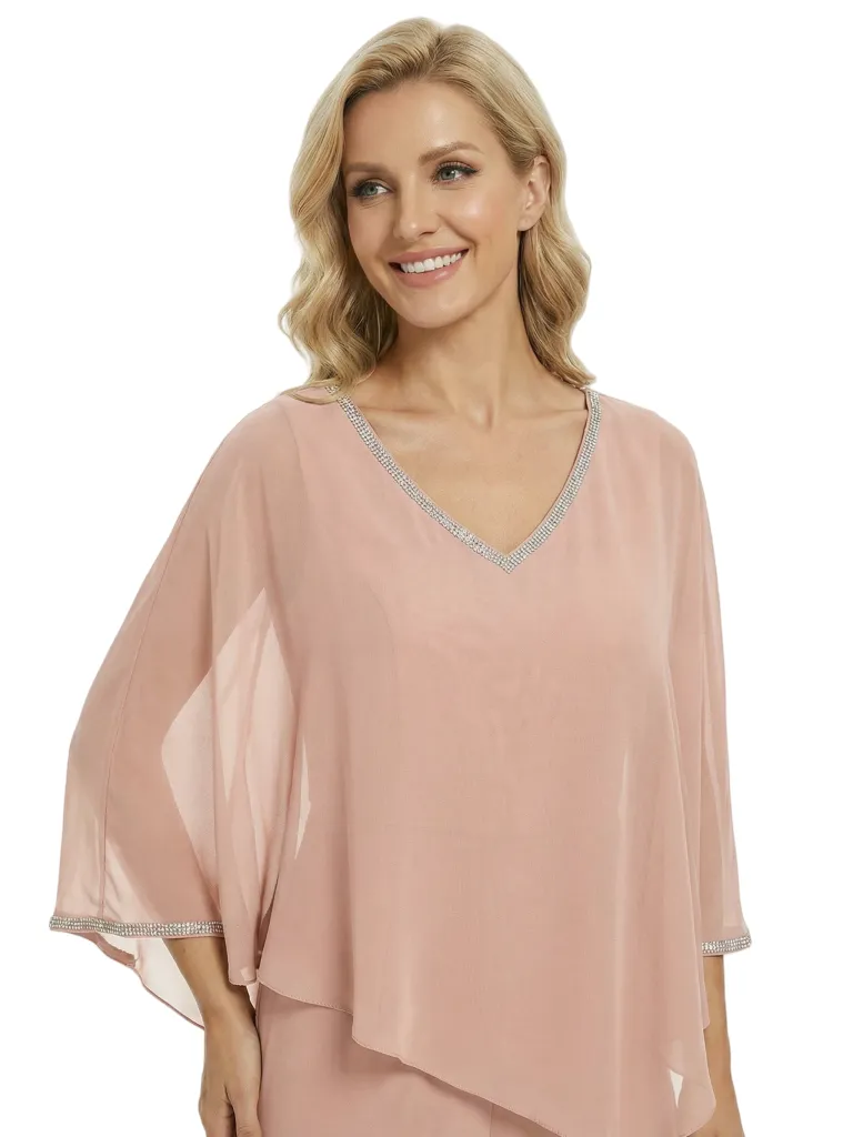 Modern Mother of The Groom Outfit Pretty V-Neck Chiffon PantSuit sold by ChicSew product image thumbnail 2