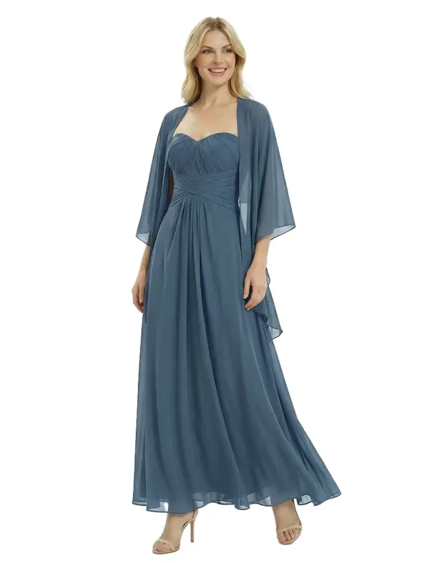 Gorgeous Mother of The Groom Dresses Sweetheart Neck Chiffon Long Gown With Matching Shawl sold by ChicSew