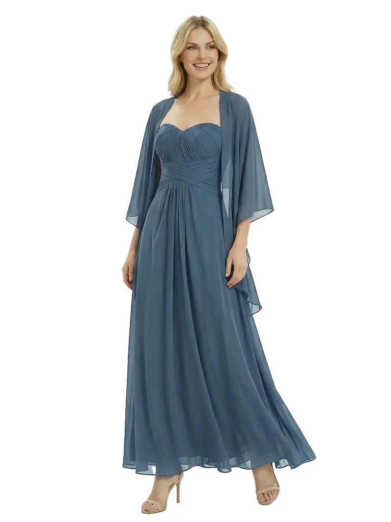 Gorgeous Mother of The Groom Dresses Sweetheart Neck Chiffon Long Gown With Matching Shawl sold by ChicSew