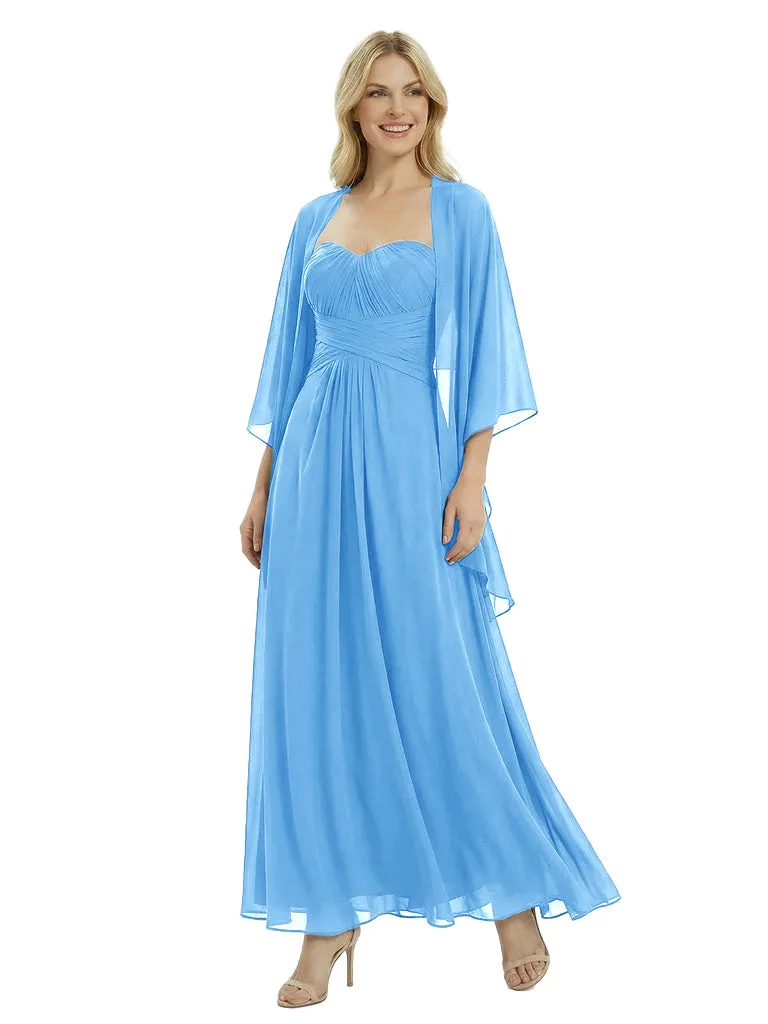 Gorgeous Mother of The Groom Dresses Sweetheart Neck Chiffon Long Gown With Matching Shawl sold by ChicSew product image thumbnail 5