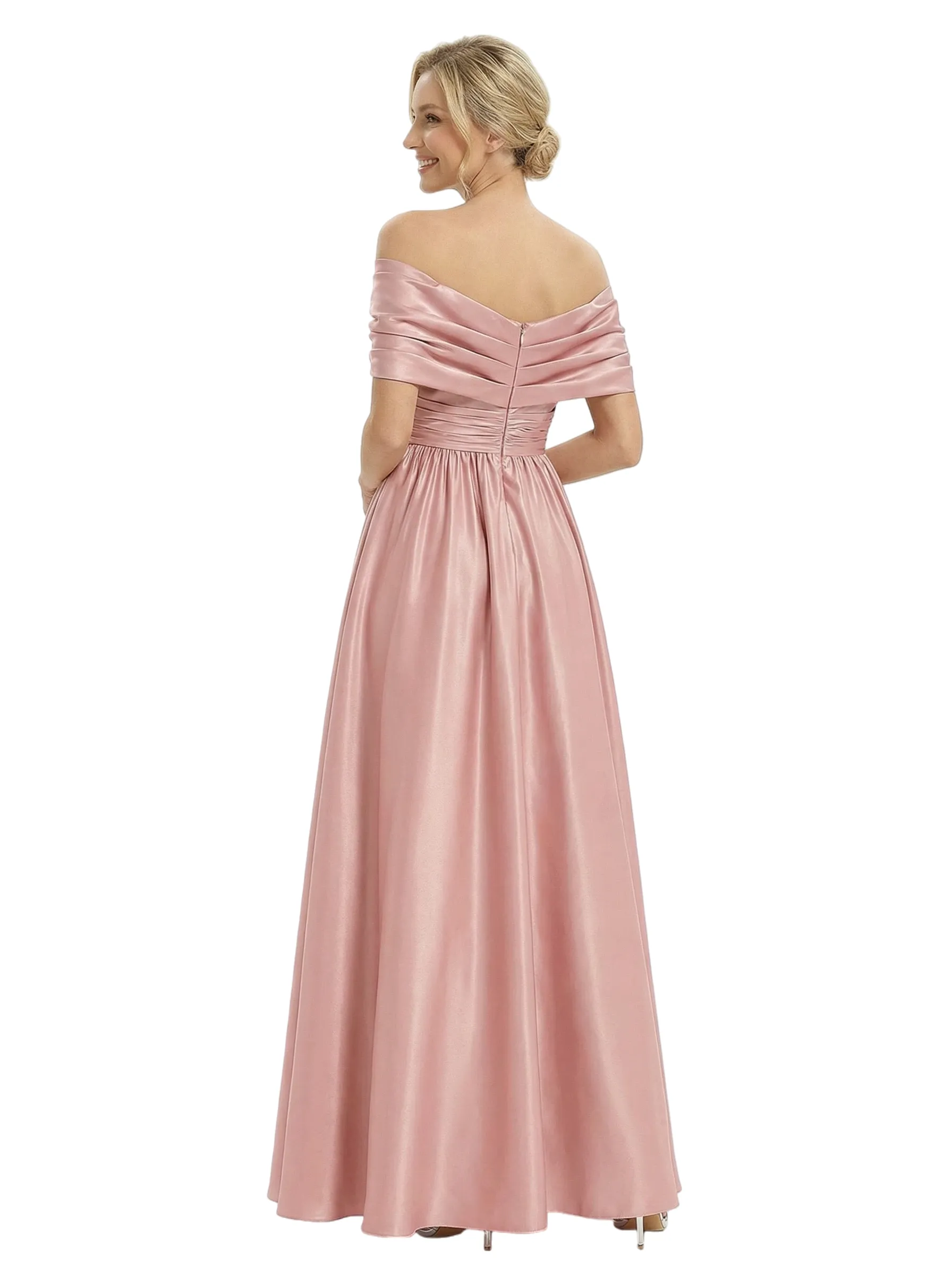 Elegant Off Shoulder Sleeveless A-Line Floor-Length Mother Of The Bride Dress sold by ChicSew product image thumbnail 3