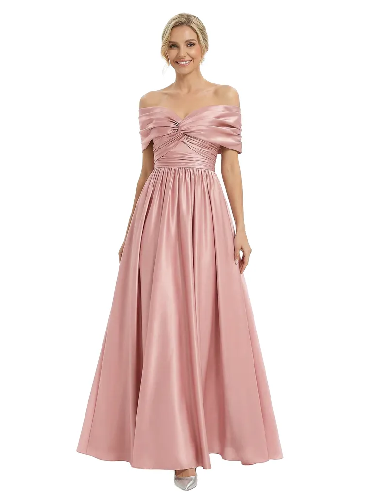 Elegant Off Shoulder Sleeveless A-Line Floor-Length Mother Of The Bride Dress sold by ChicSew
