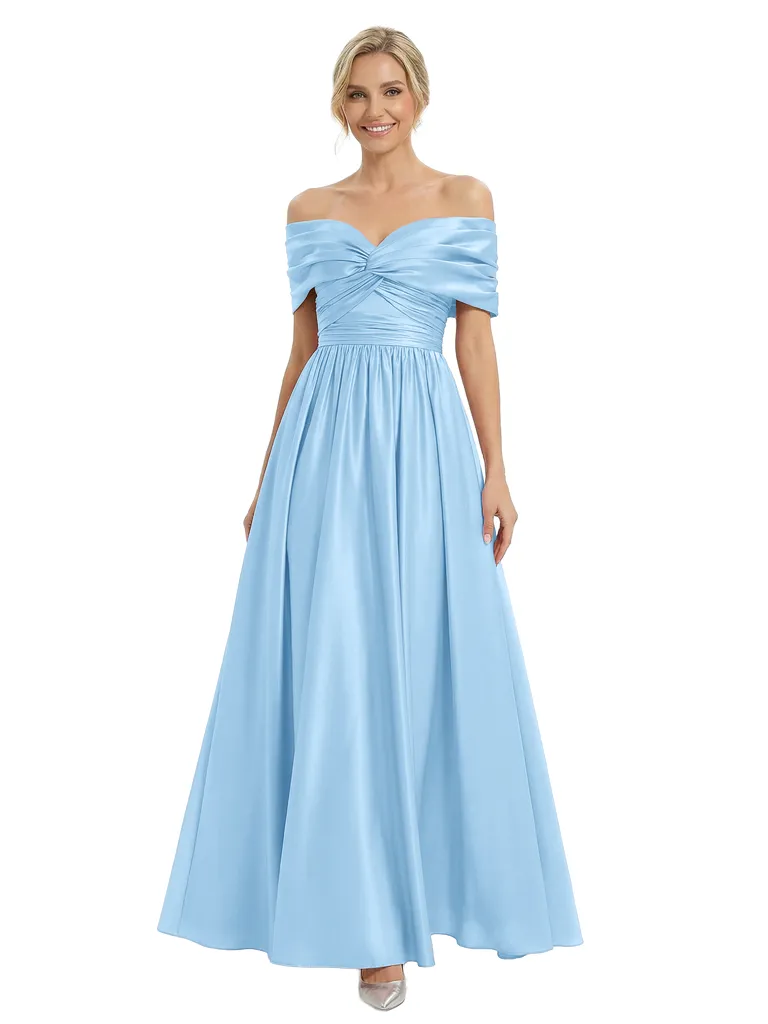 Elegant Off Shoulder Sleeveless A-Line Floor-Length Mother Of The Bride Dress sold by ChicSew product image thumbnail 5
