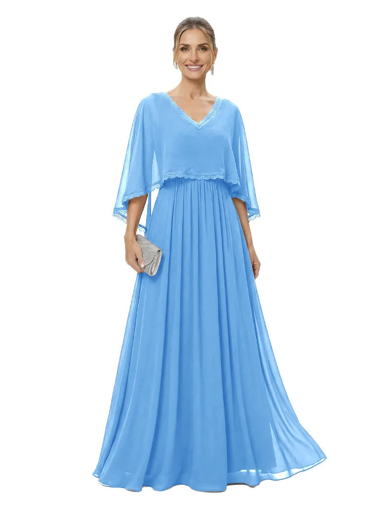 Elegant Mother Of The Bride Dresses V-Neck 3/4 Sleeves A-Line Formal Wedding Event Dress sold by ChicSew product image thumbnail 4