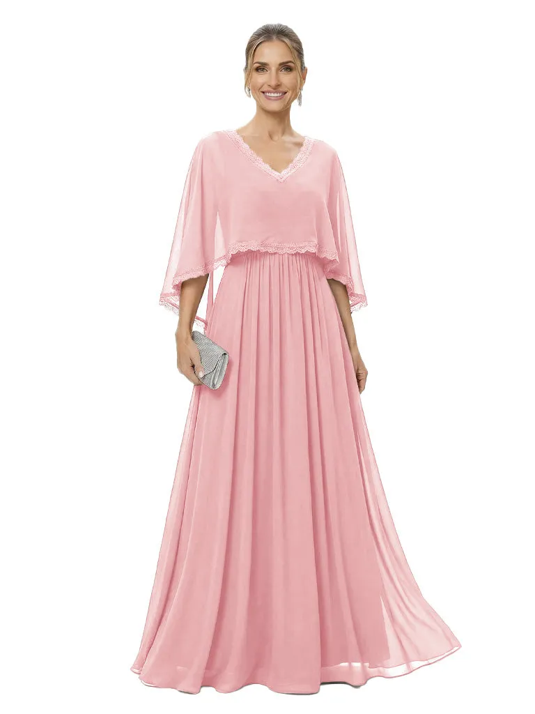 Elegant Mother Of The Bride Dresses V-Neck 3/4 Sleeves A-Line Formal Wedding Event Dress sold by ChicSew product image thumbnail 5