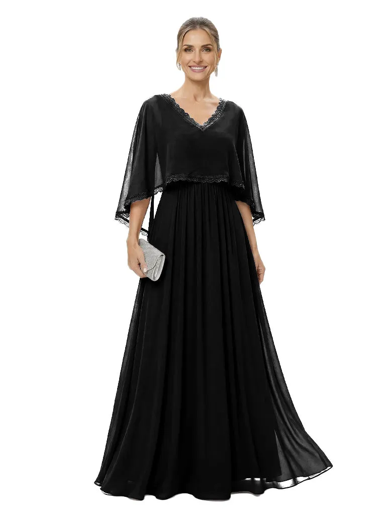 Elegant Mother Of The Bride Dresses V-Neck 3/4 Sleeves A-Line Formal Wedding Event Dress sold by ChicSew product image thumbnail 3