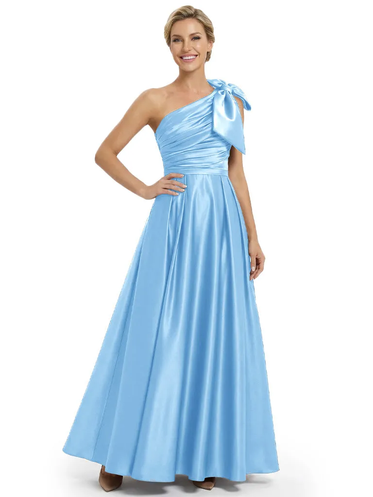 Modern One Shoulder Satin Bow Knot A-Line Mother Of The Bride Dresses sold by ChicSew product image thumbnail 4