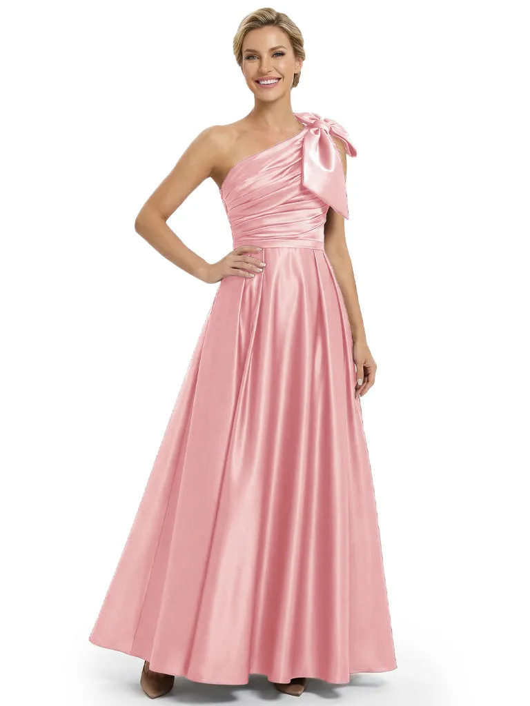 Modern One Shoulder Satin Bow Knot A-Line Mother Of The Bride Dresses sold by ChicSew product image thumbnail 5