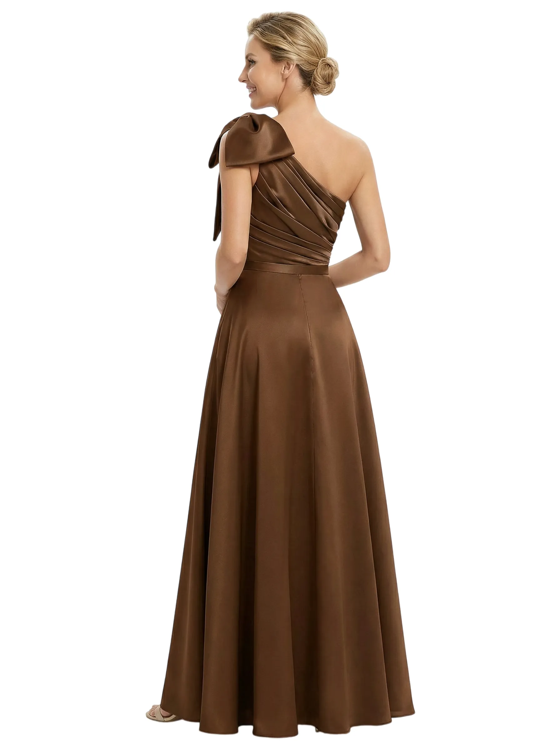 Modern One Shoulder Satin Bow Knot A-Line Mother Of The Bride Dresses sold by ChicSew product image thumbnail 2