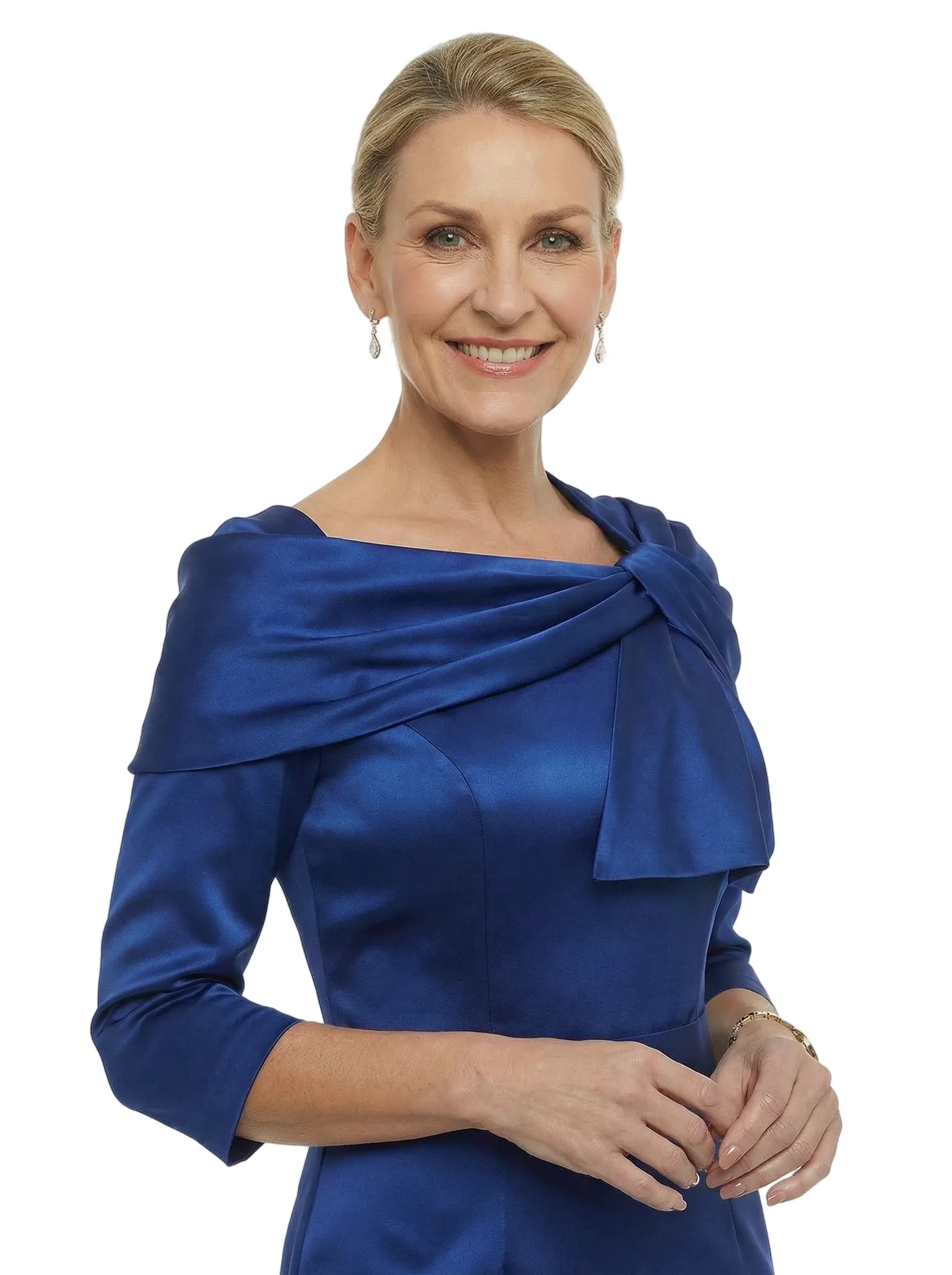 Classy Tea-Length Half Sleeves Silky Satin Sheath Mother Of The Bride Dresses sold by ChicSew product image thumbnail 2