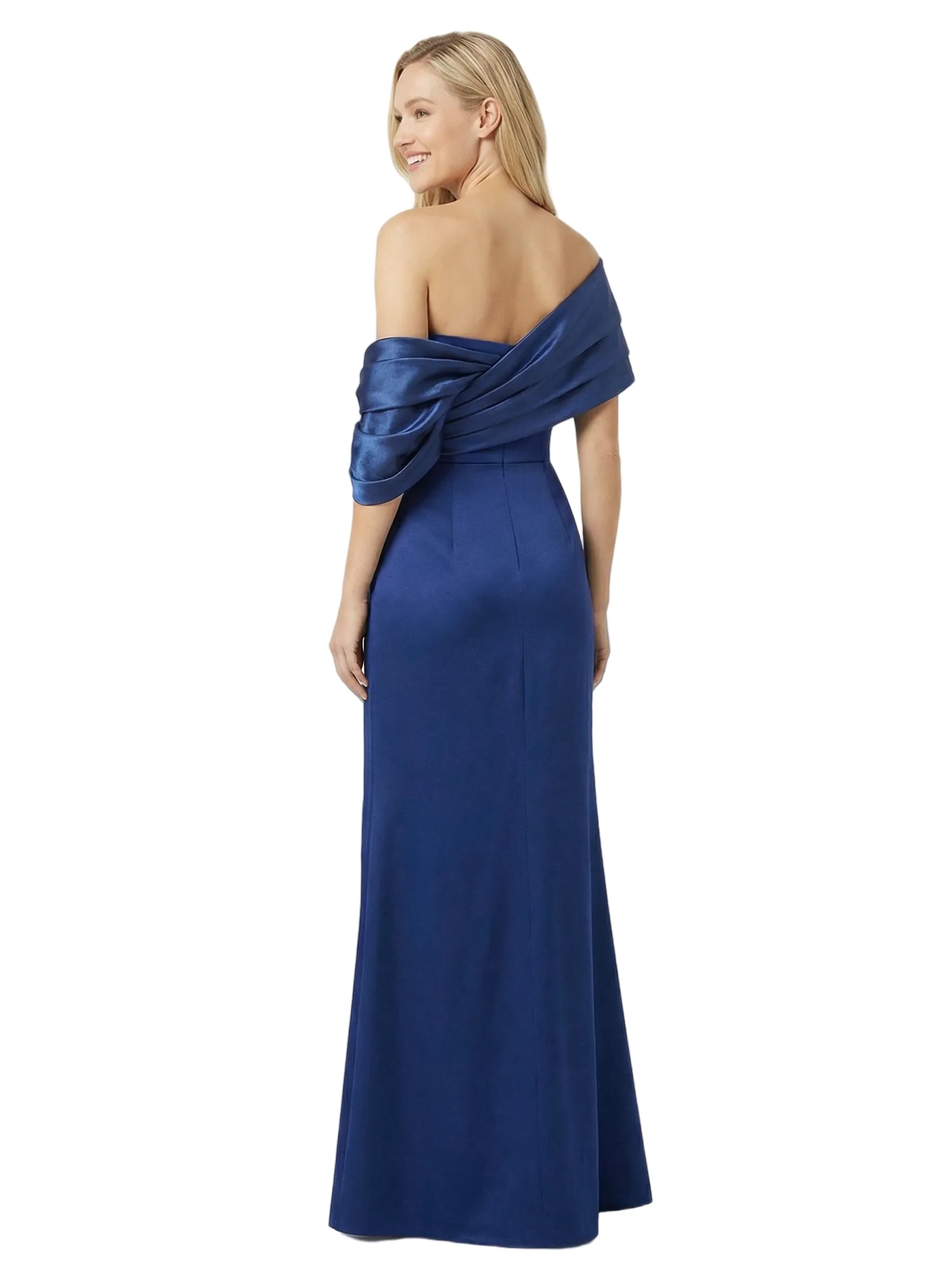 Modern Asymmetrical Ruched Silky Satin Sheath Maxi Mother Of The Groom Dresses With Side Slit sold by ChicSew product image thumbnail 2
