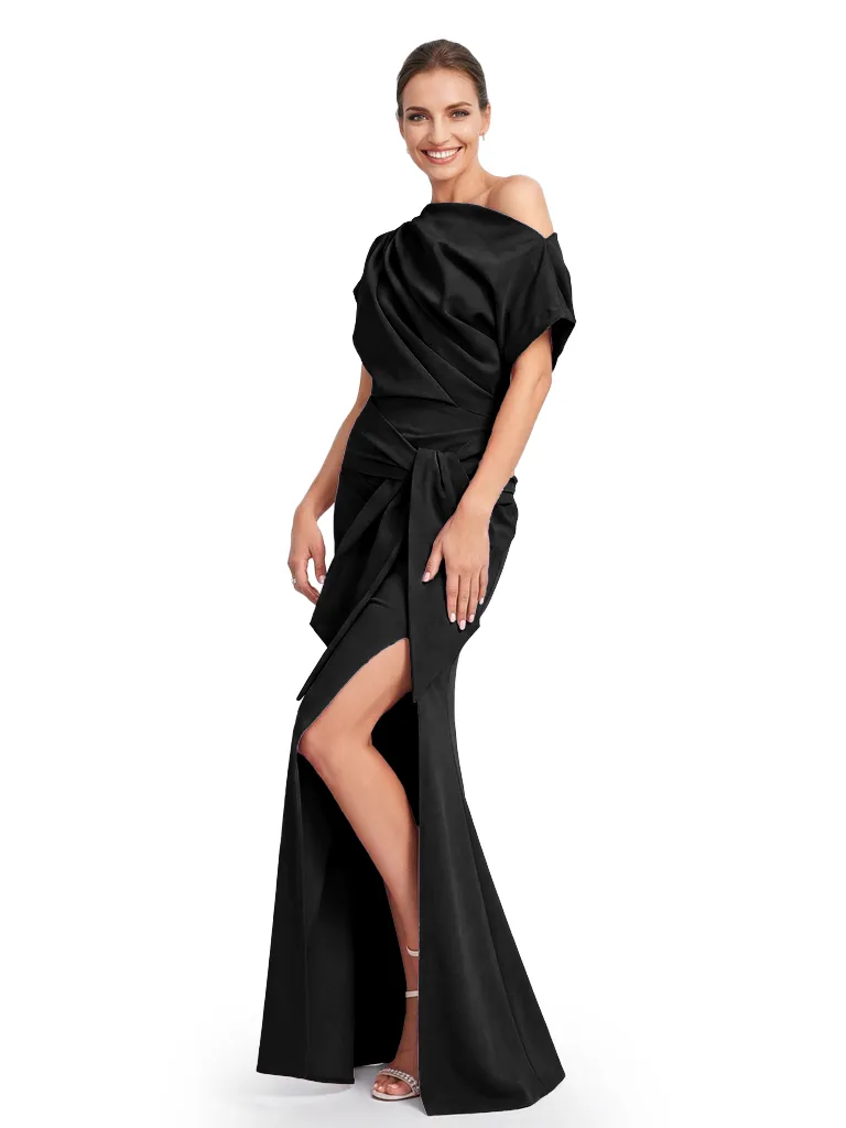 Pretty Off Shoulder Half Sleeves Ruffles Side Slit Mother Of The Bride Dress sold by ChicSew product image thumbnail 5
