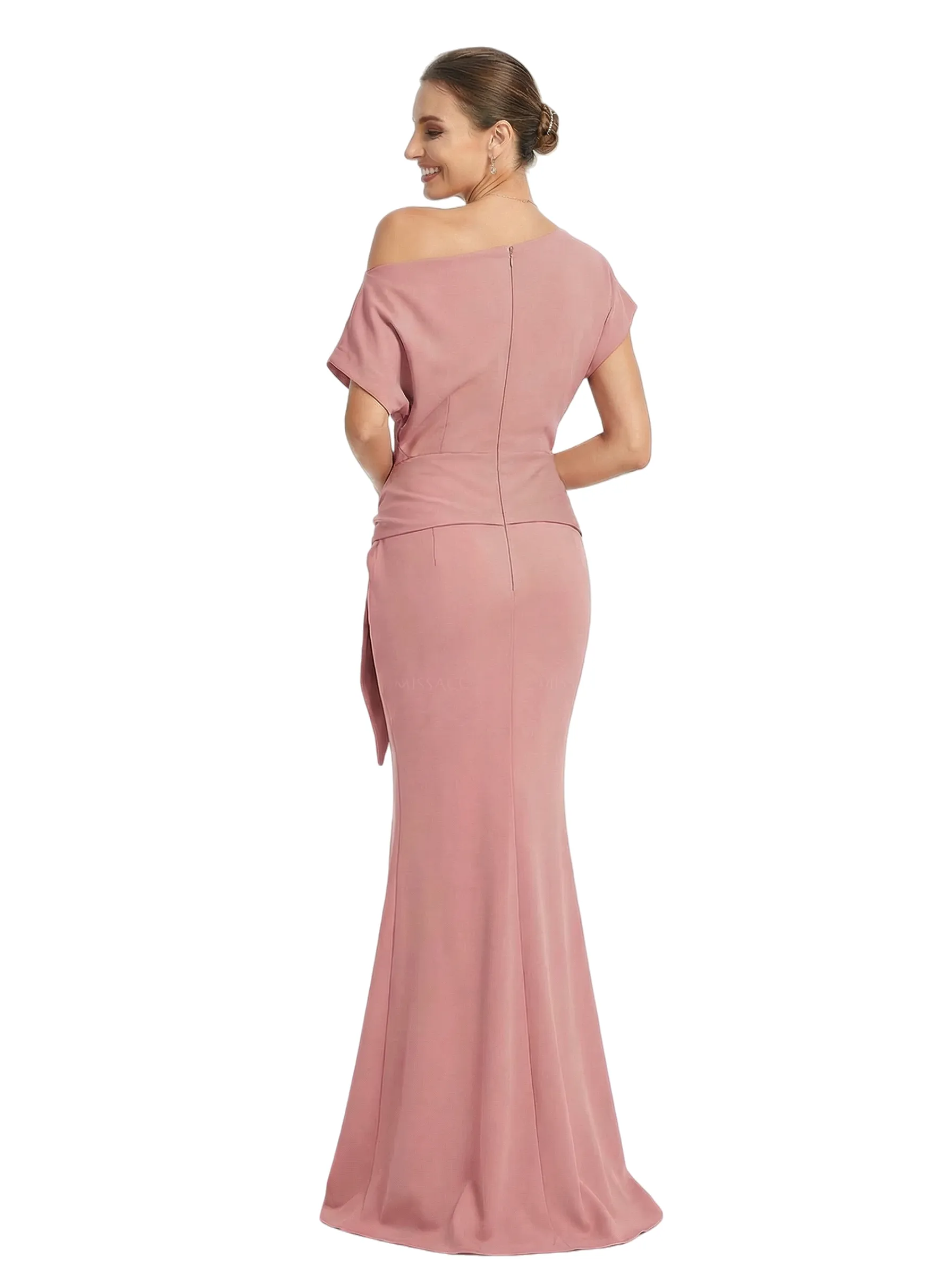 Pretty Off Shoulder Half Sleeves Ruffles Side Slit Mother Of The Bride Dress sold by ChicSew product image thumbnail 3