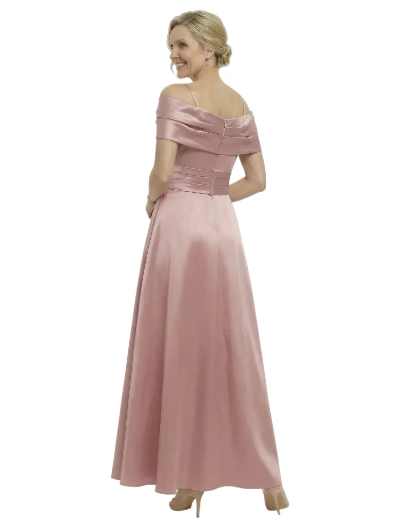 Elegant Off Shoulder Ruched Mother of The Groom Satin Gown With Sequin Detail sold by ChicSew product image thumbnail 3