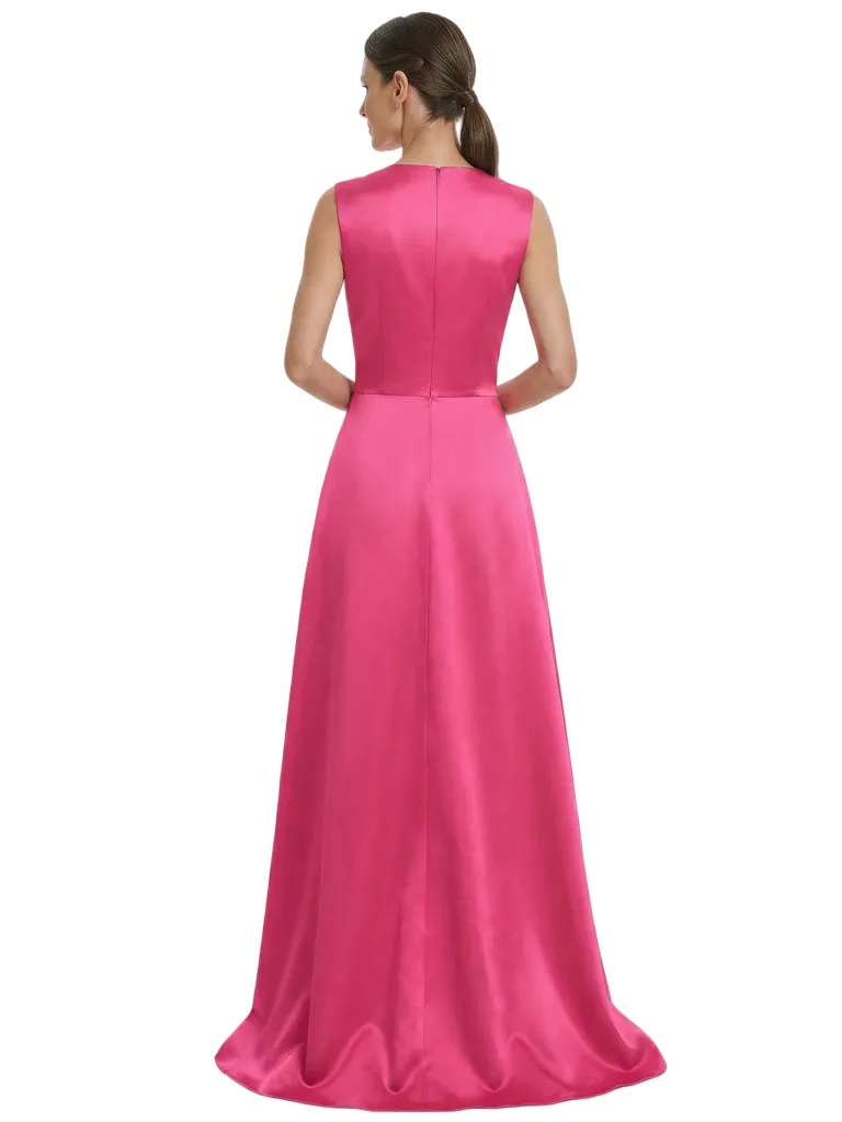 Classy Mother of The Bride Pantsuit OverskirtV-Neck Floor-Length Satin Modern Formal Wedding Guest Outfit for Moms sold by ChicSew product image thumbnail 3