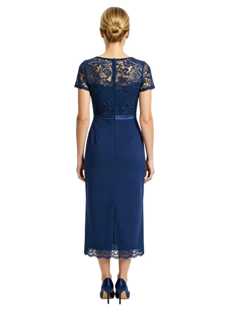 Elegant Boat Neck Short Sleeves Sheath Ankle-Length Mother of The Bride Chiffon Gown sold by ChicSew product image thumbnail 3