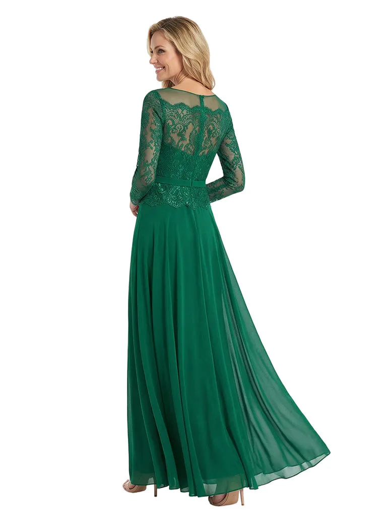 Fancy Scoop Long Sleeves A-Line Mother of The Bride Chiffon Gown sold by ChicSew product image thumbnail 3