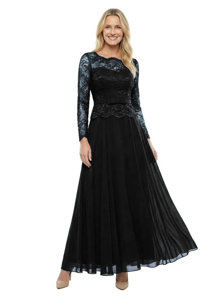 Fancy Scoop Long Sleeves A-Line Mother of The Bride Chiffon Gown sold by ChicSew product image thumbnail 4