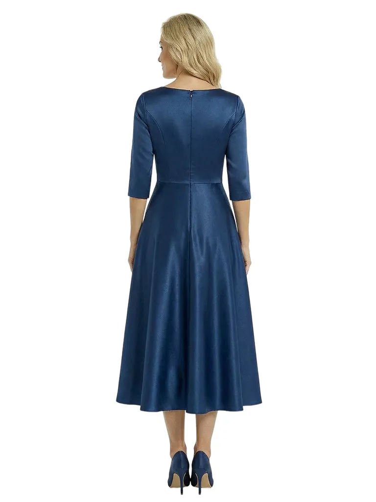 Elegant Scoop 3/4 Sleeves A-Line Tea-Length Mother Of The Bride Dress sold by ChicSew product image thumbnail 3