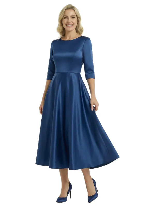 Elegant Scoop 3/4 Sleeves A-Line Tea-Length Mother Of The Bride Dress sold by ChicSew