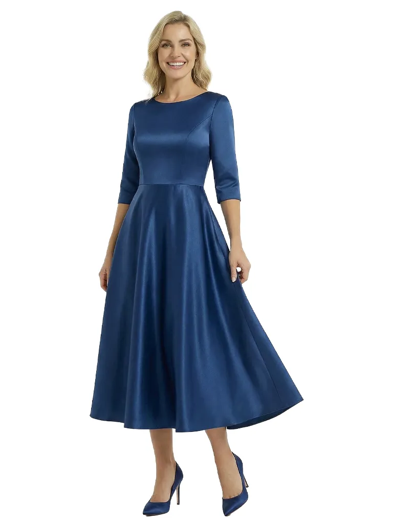 Elegant Scoop 3/4 Sleeves A-Line Tea-Length Mother Of The Bride Dress sold by ChicSew