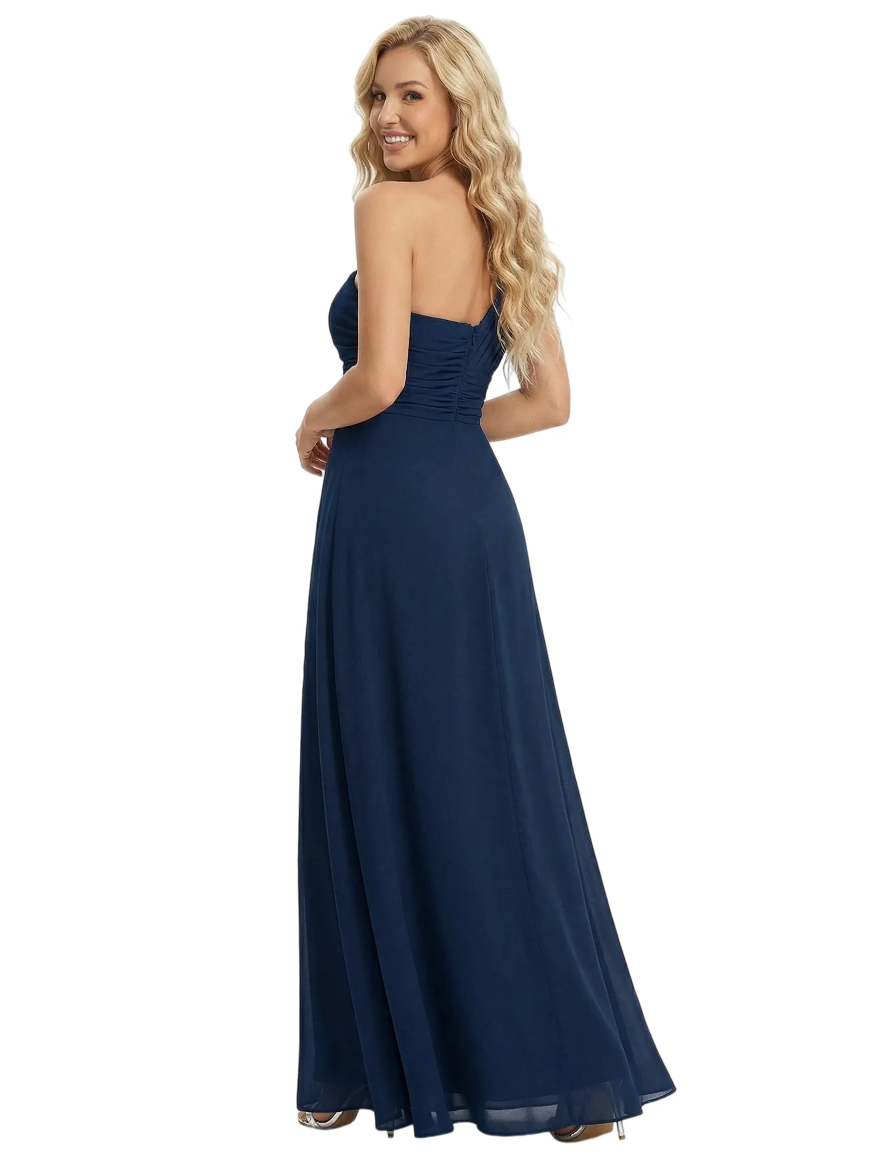 Elegant One Shoulder Side Slit Chiffon Mother Of The Bride Gown Formal Wedding Attire sold by ChicSew product image thumbnail 3