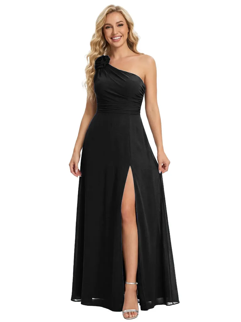 Elegant One Shoulder Side Slit Chiffon Mother Of The Bride Gown Formal Wedding Attire sold by ChicSew product image thumbnail 4